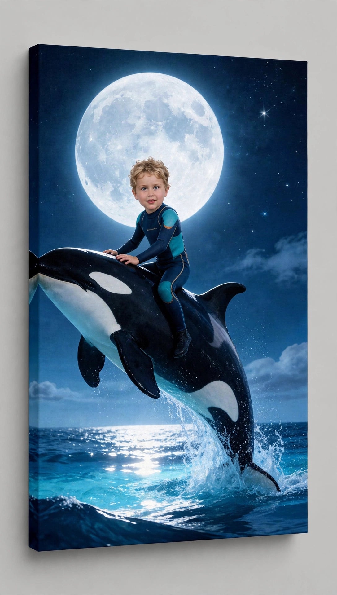 Quadro Infantil Personalizado — Menino e a Orca