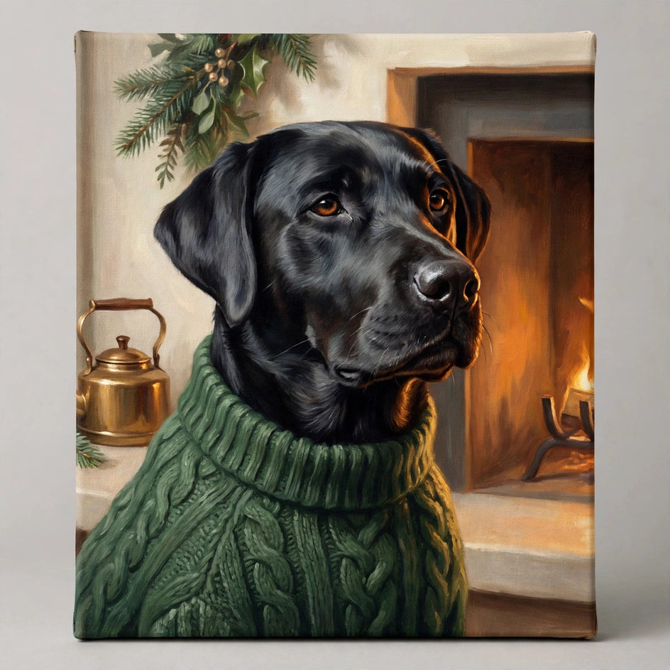 Quadro canvas Inverno Aconchegante — Quadro Personalizado de Cachorro - foto principal