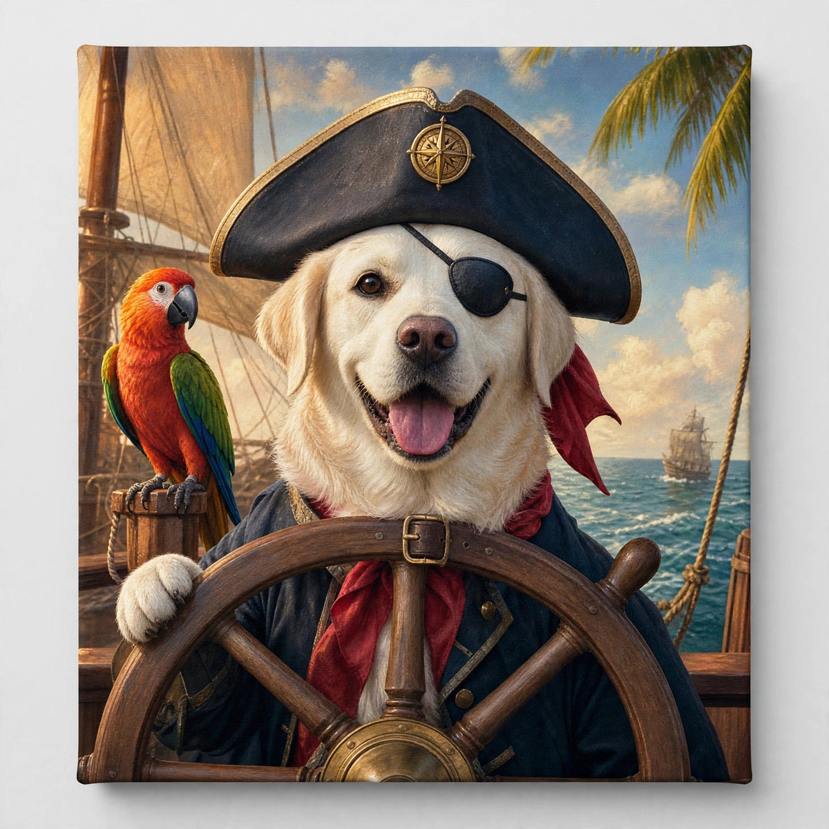 Cachorro Pirata em Aventura Náutica — Quadro Personalizado de Cachorro