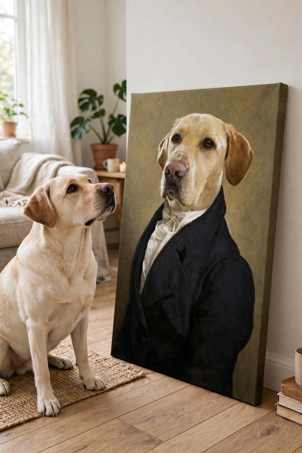 Pet olhando para o proprio retrato no quadro Rei Destemido