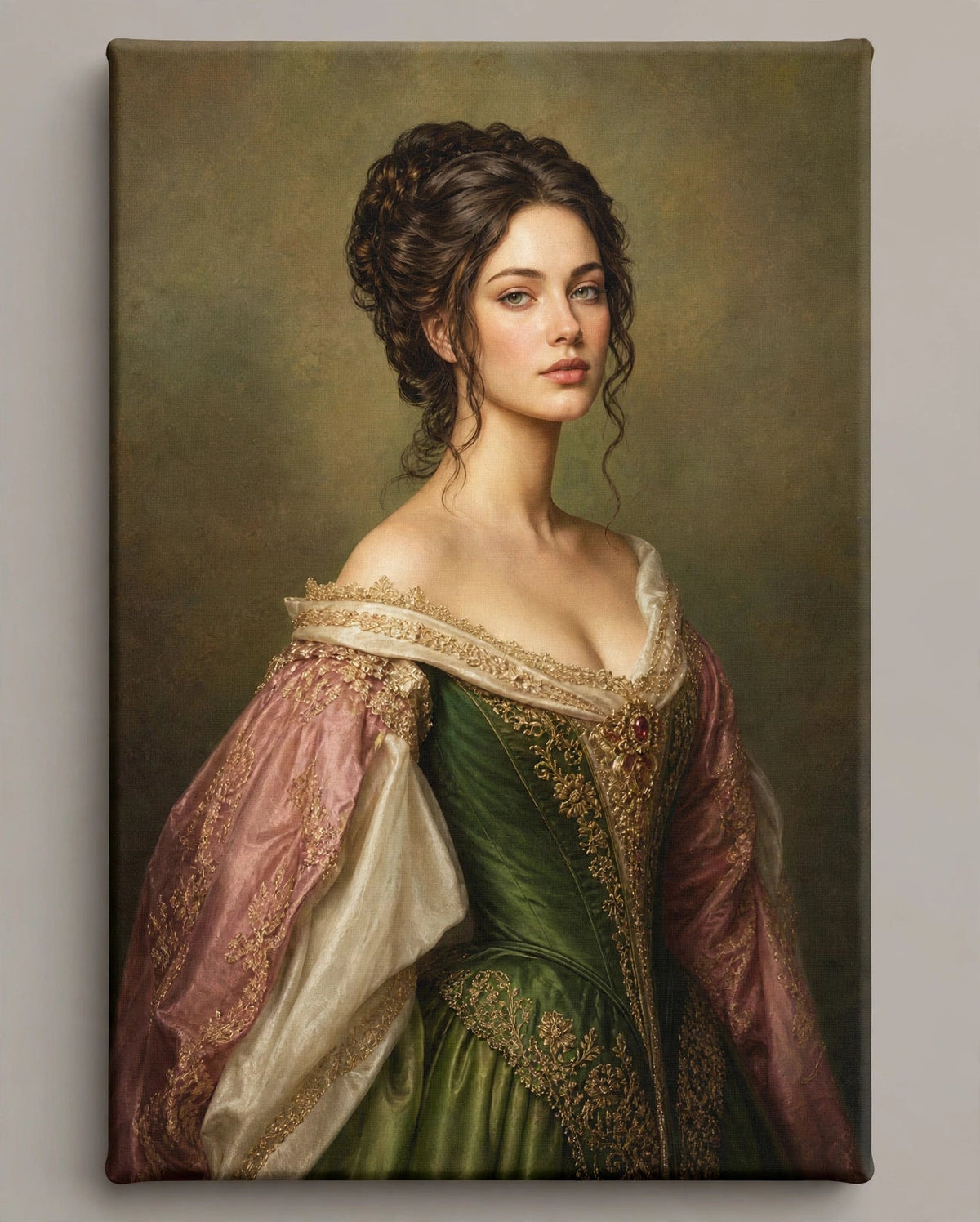 Mulher Dama de Corte Verde — Quadro Personalizado de Mulher