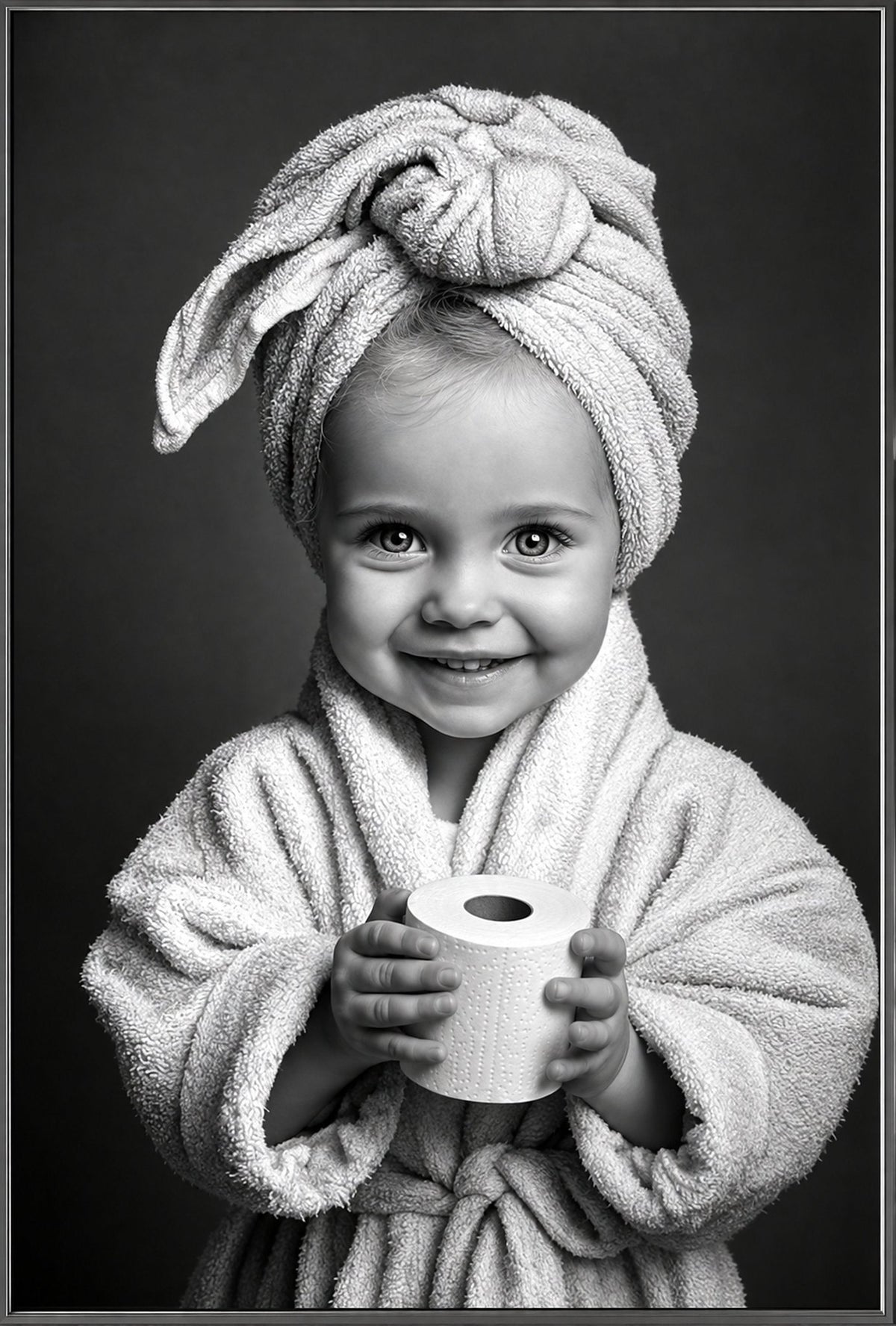 Bebê Sorrindo de Roupão - Quadro Personalizado