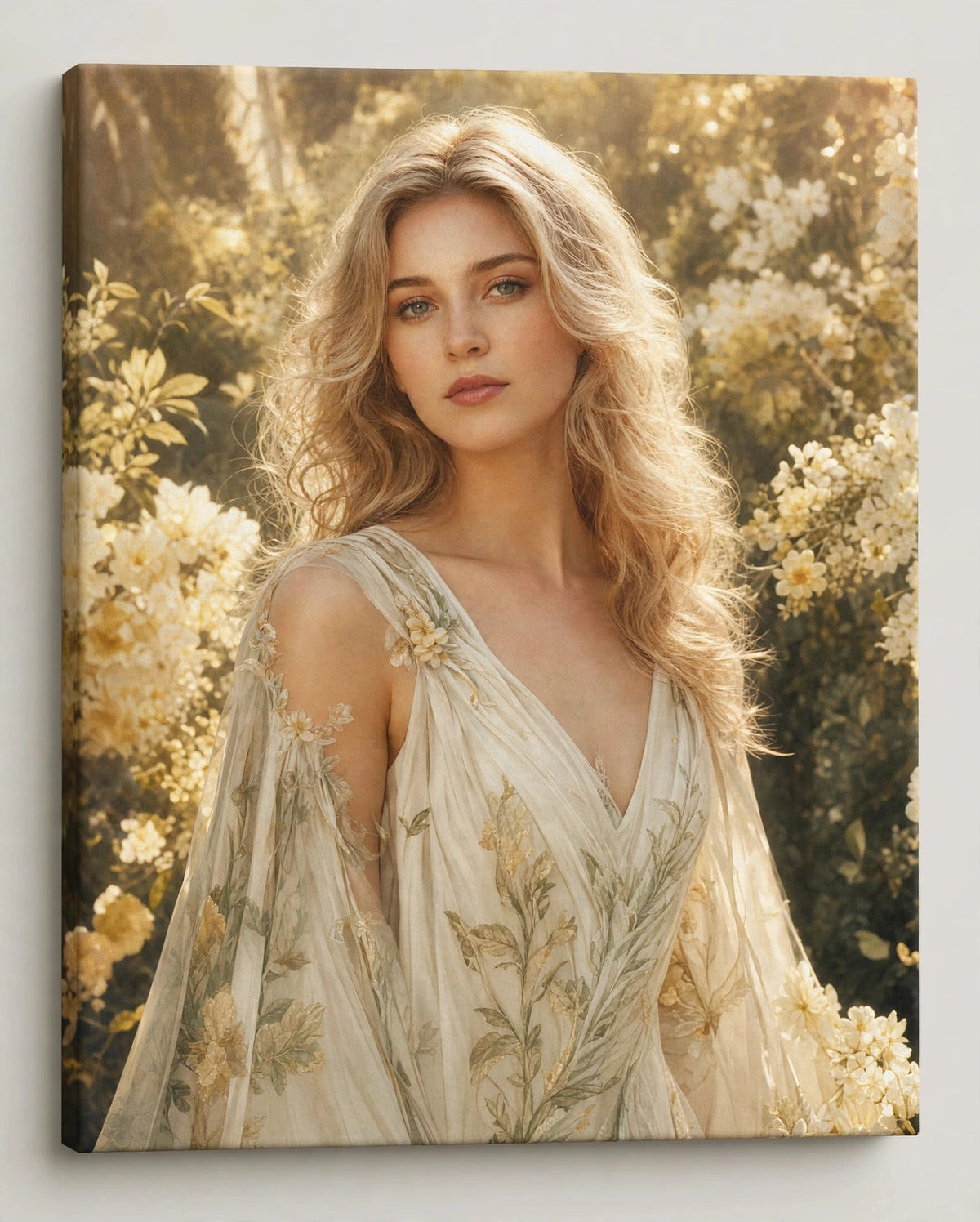 Mulher Dama do Jardim Dourado — Quadro Personalizado de Mulher