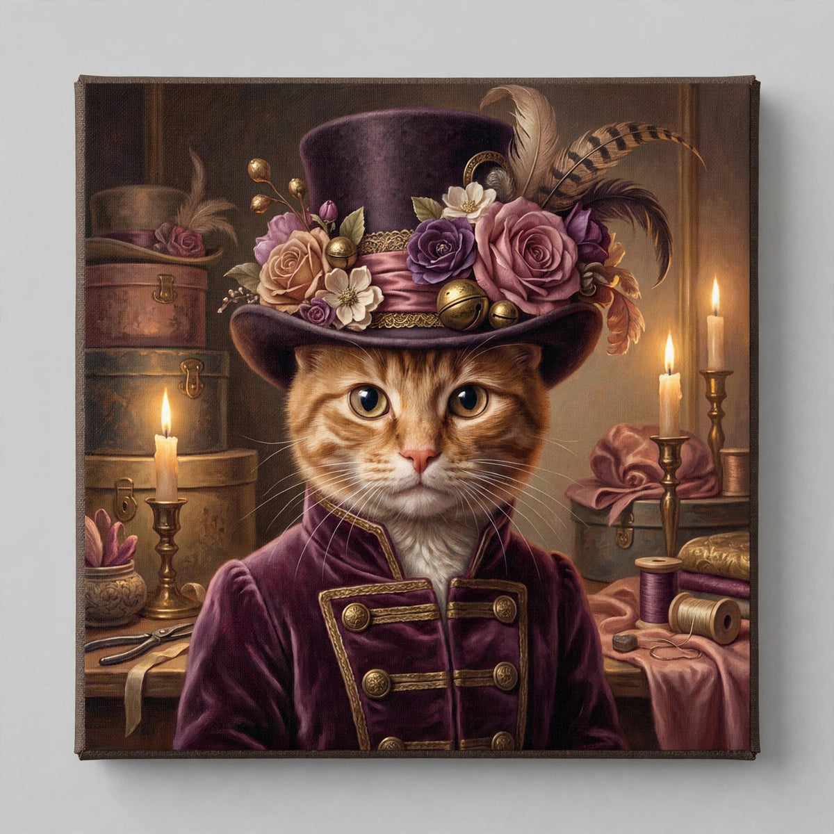 Mestre dos Chapéus — Quadro Personalizado de Gato