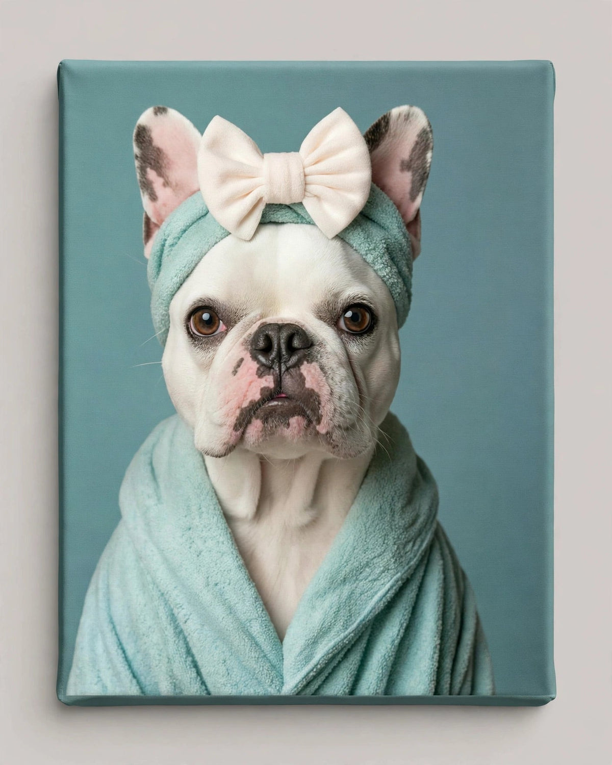 Quadro Personalizado de Pet — Buldogue de Laço
