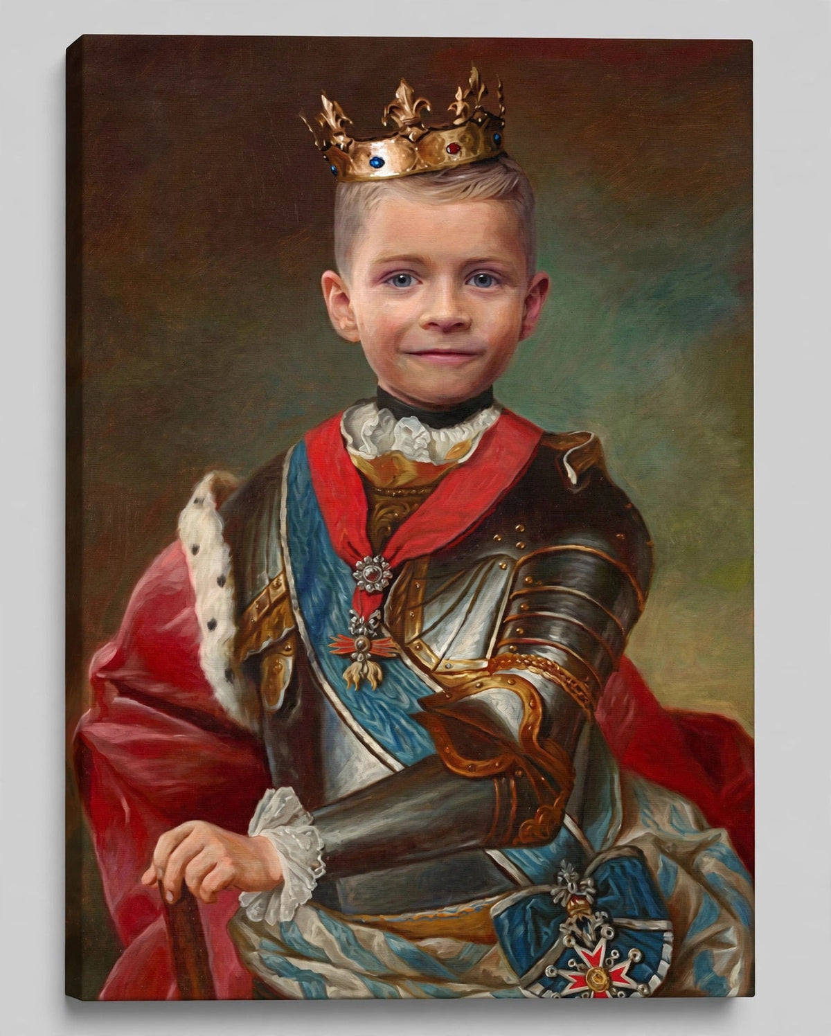 Quadro Infantil Personalizado — Pequeno Rei em Armadura Real