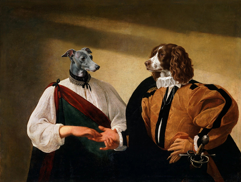 Quadro personalizado de cachorro casal de caes nobres barrocos