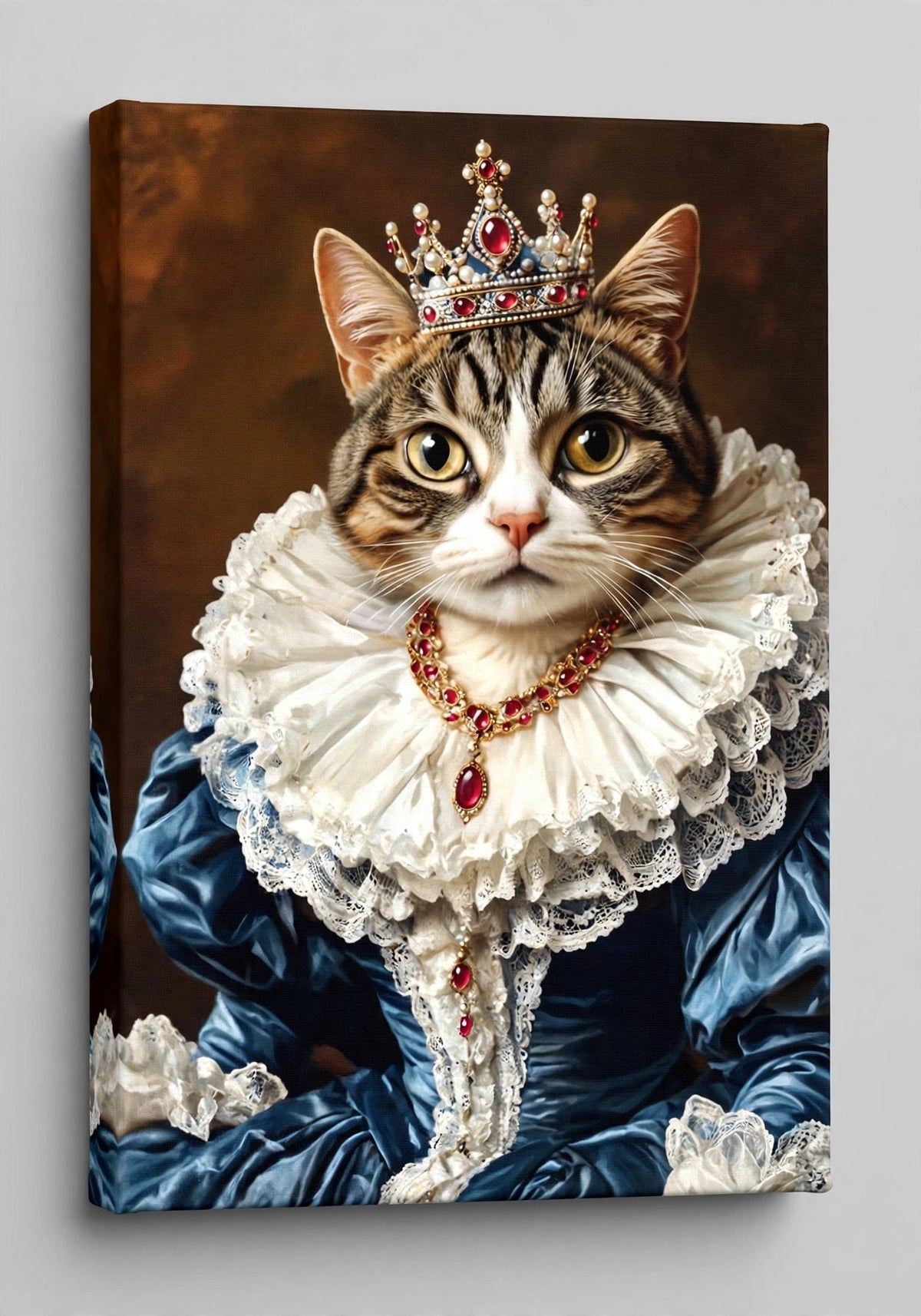 Quadro Personalizado de Pet — Gato com Coroa de Joia