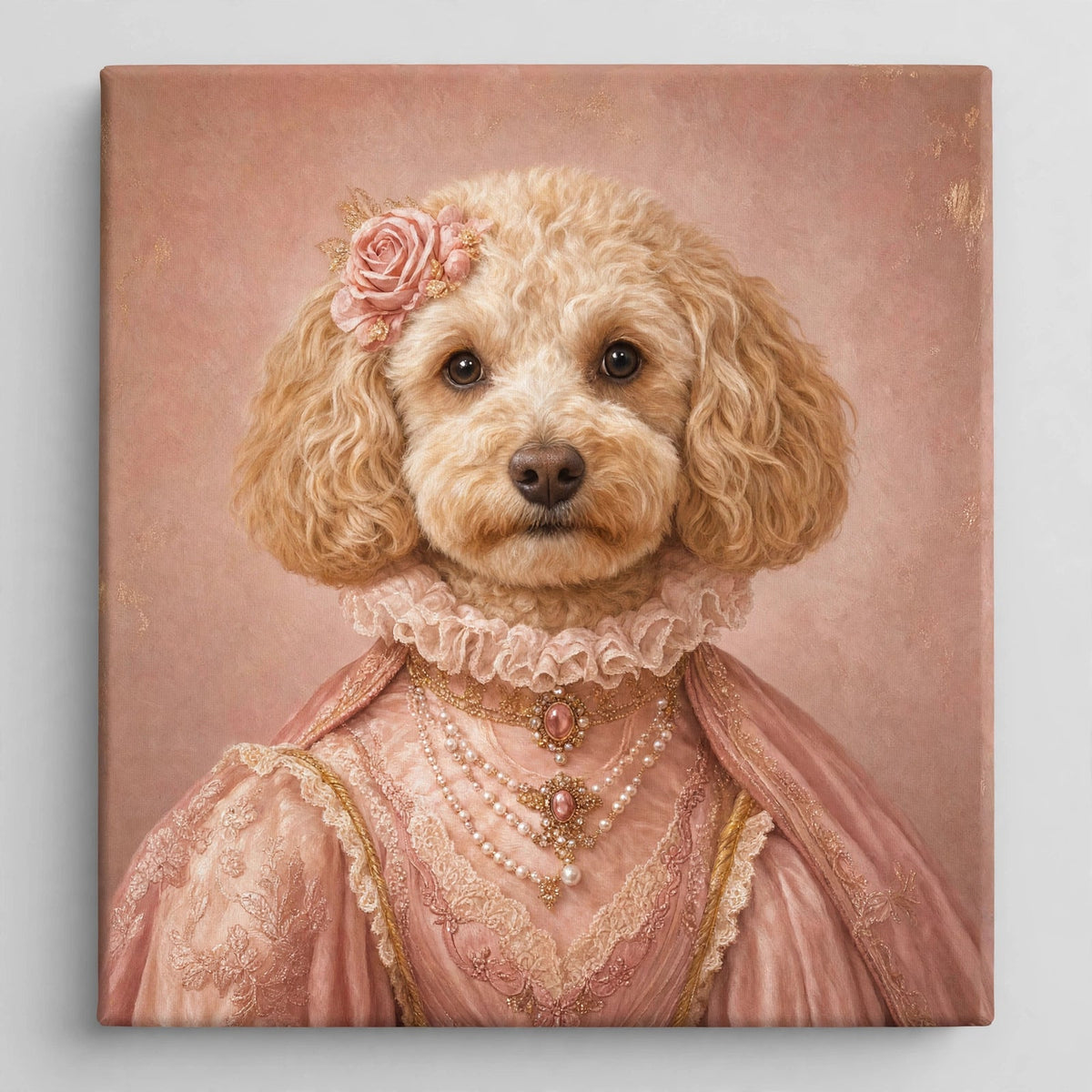 Cachorro da Realeza em Rosa — Quadro Personalizado
