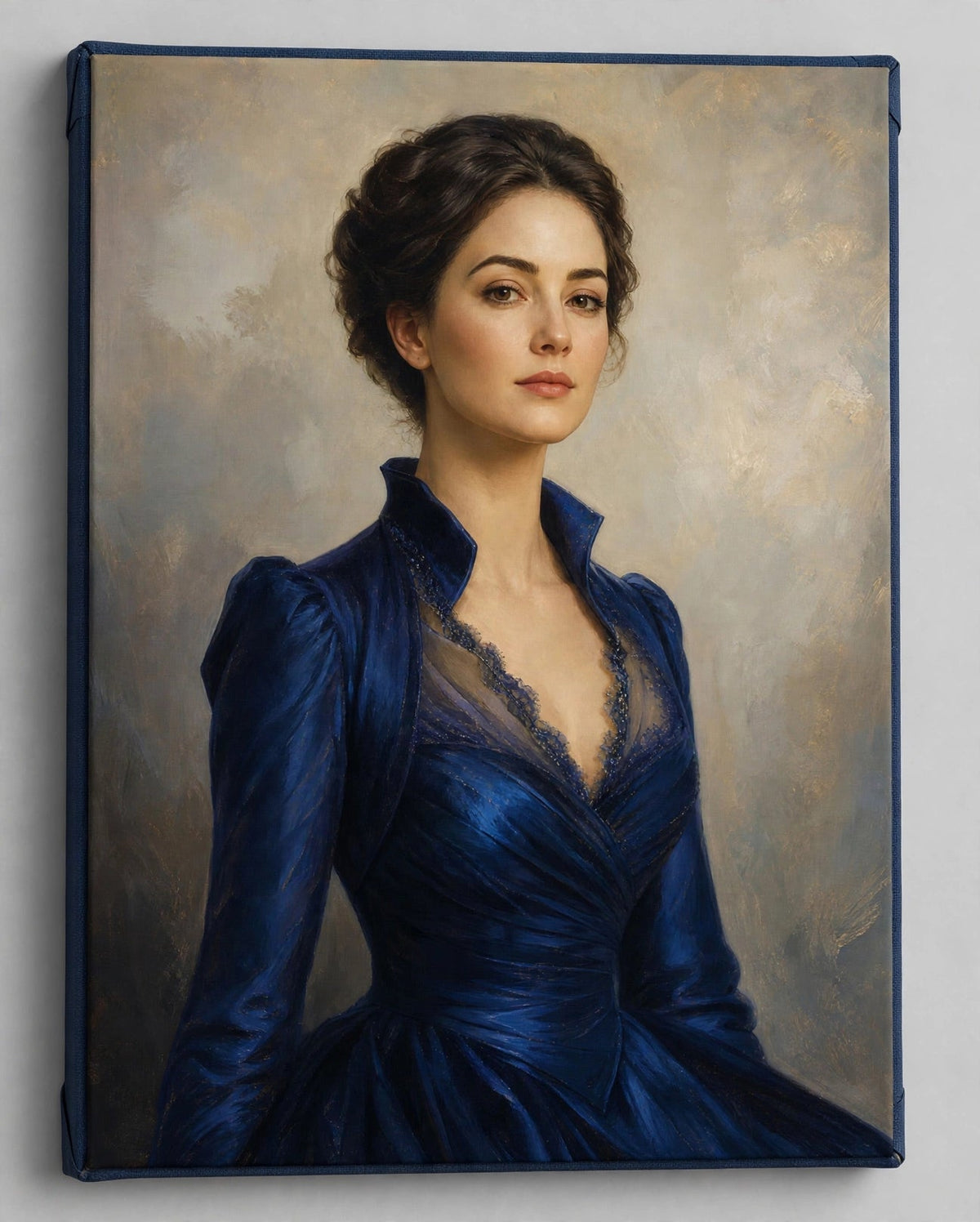 Mulher Dama Azul Clássica — Quadro Personalizado de Mulher