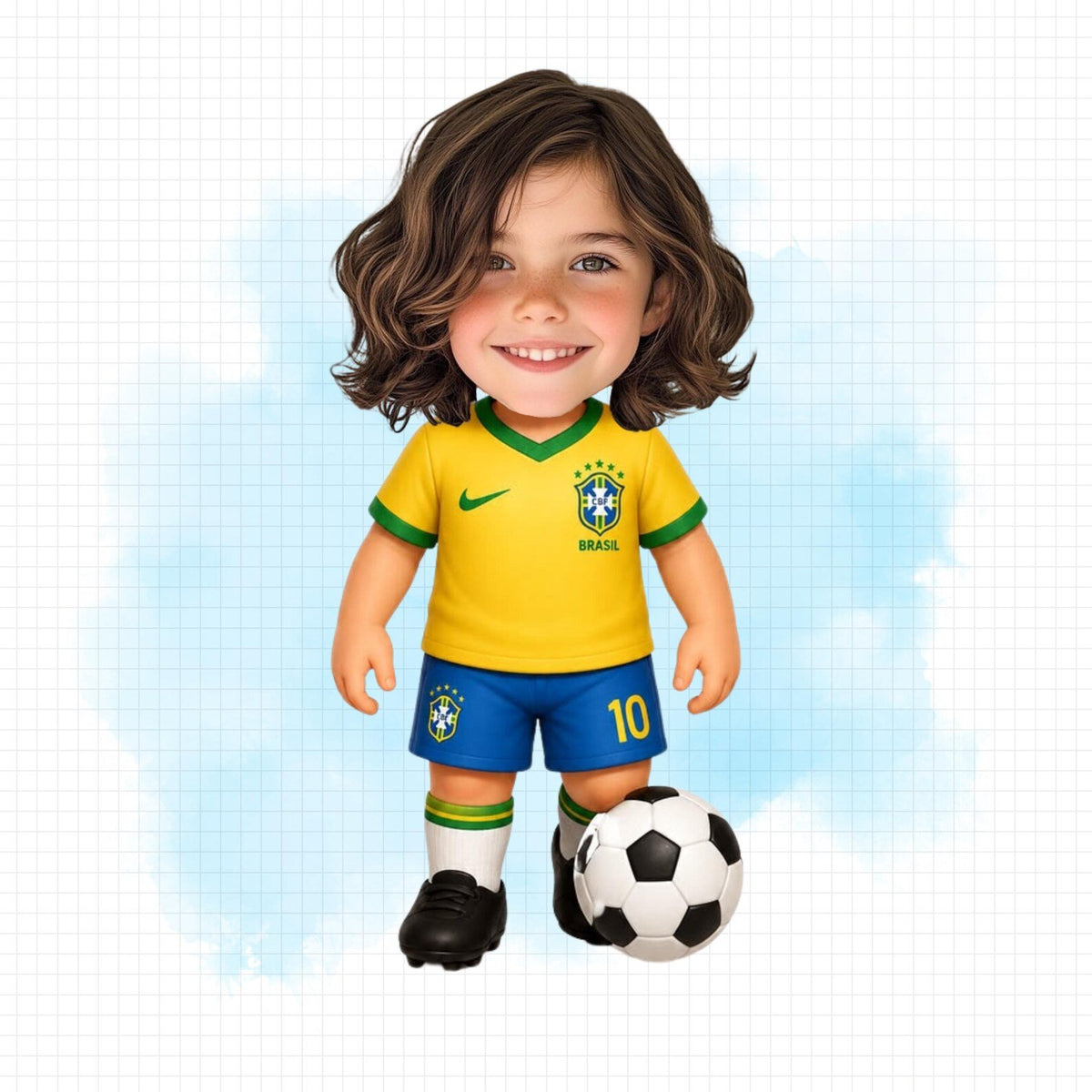 Quadro Infantil Personalizado — Menina Jogadora de Futebol