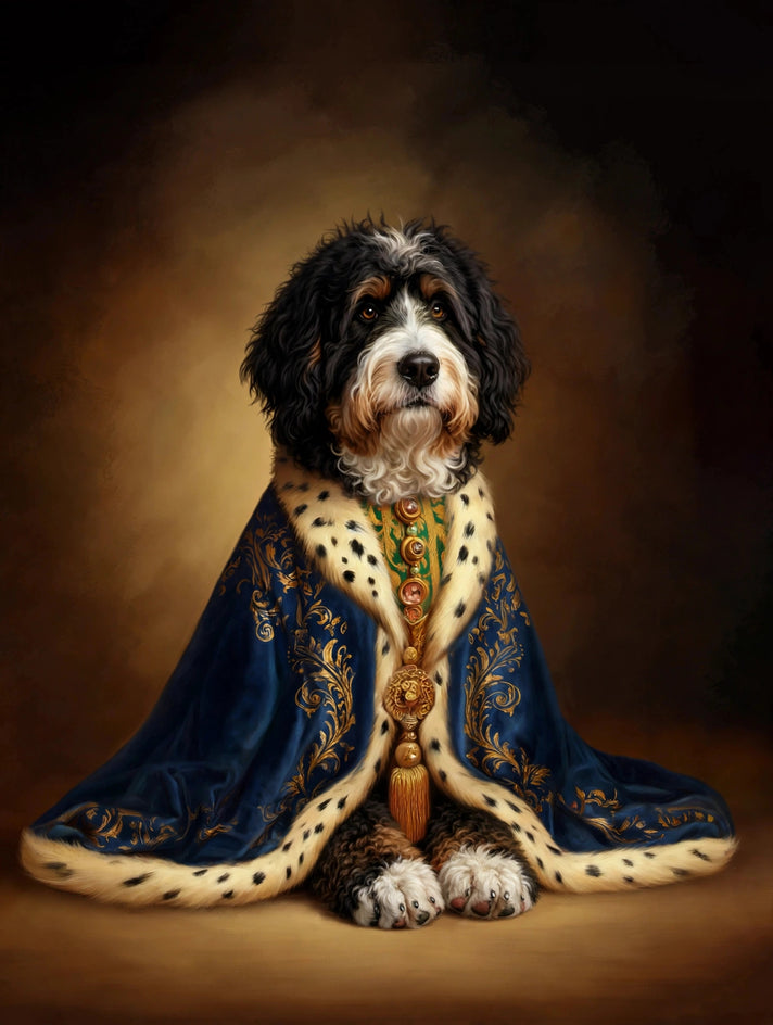 Quadro personalizado de cachorro spaniel com manto azul-royal