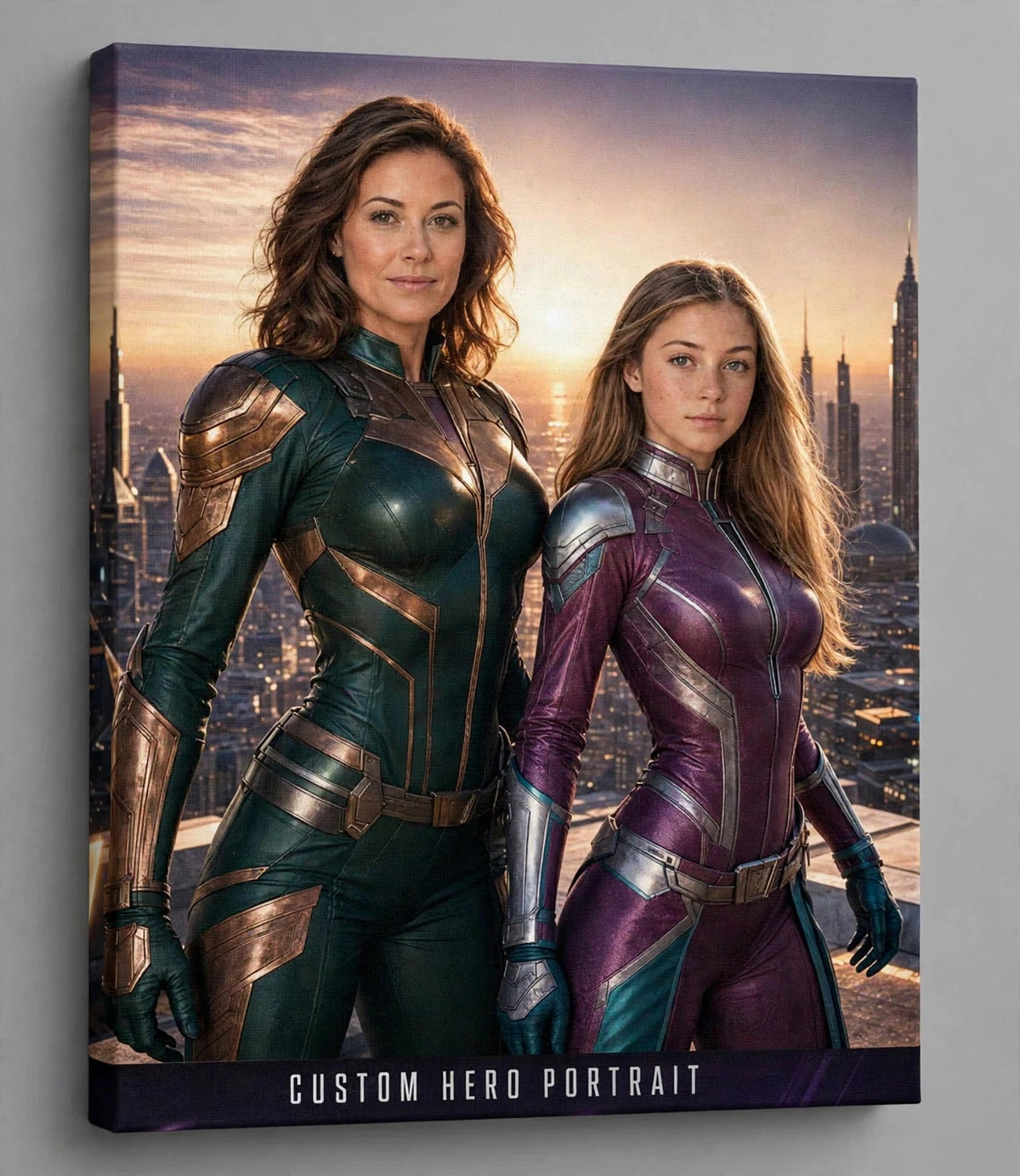 Quadro Personalizado de Dupla — Mãe e Filha Heroínas