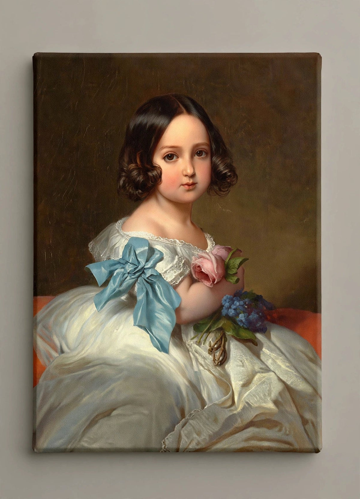 Quadro Infantil Personalizado — Princesa Encantada em Azul e Branco