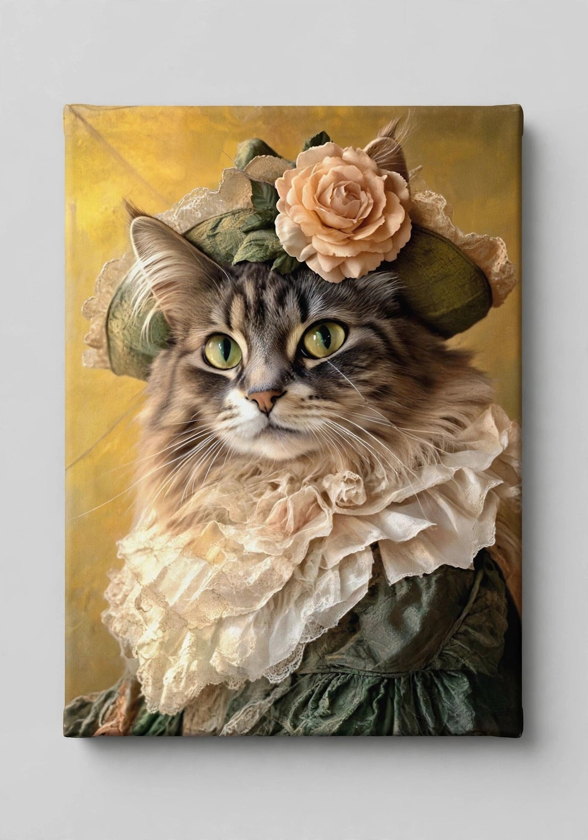 Quadro Personalizado de Pet — Gata com Chapéu Florido