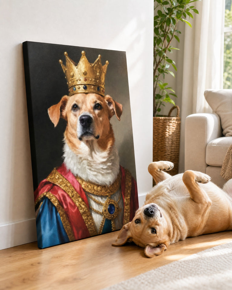 Cachorro Rei Coroado — Quadro Personalizado de Cachorro