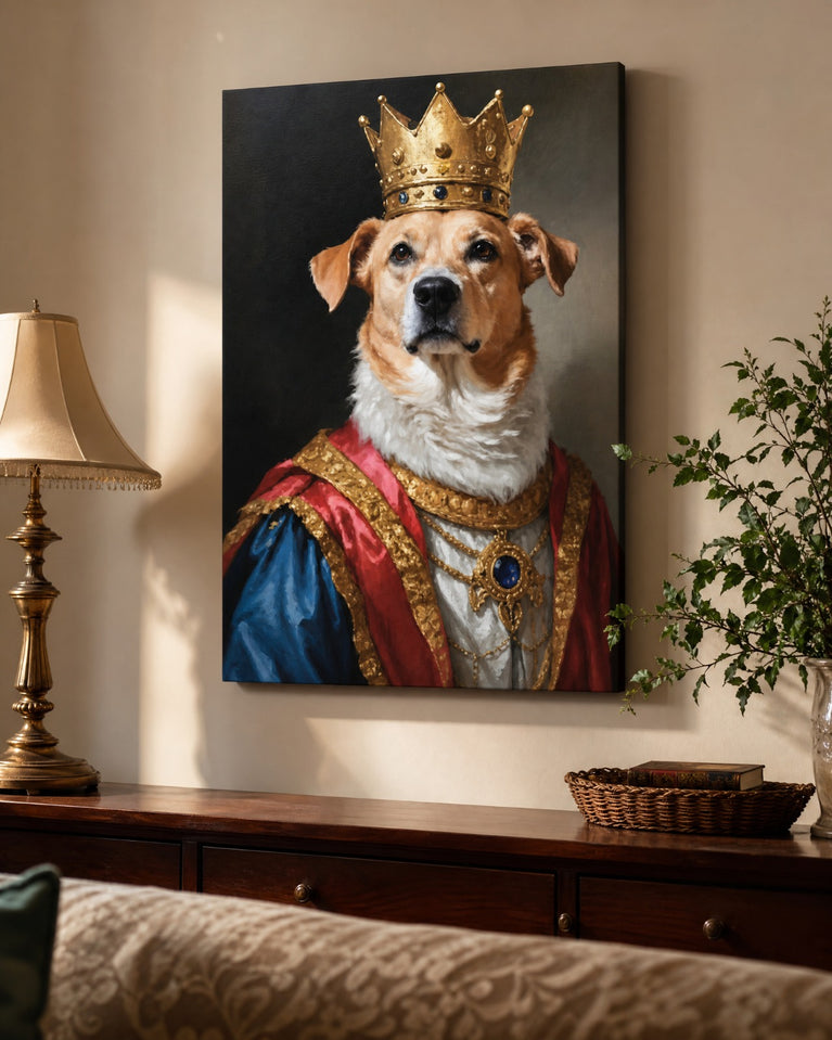 Cachorro Rei Coroado — Quadro Personalizado de Cachorro