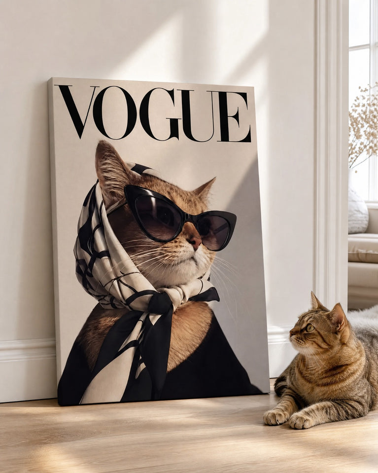 Gatinho Capa de Revista — Quadro Personalizado de Gato