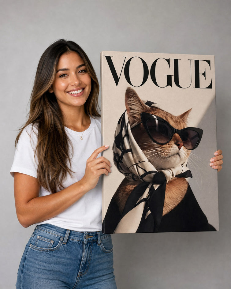 Gatinho Capa de Revista — Quadro Personalizado de Gato