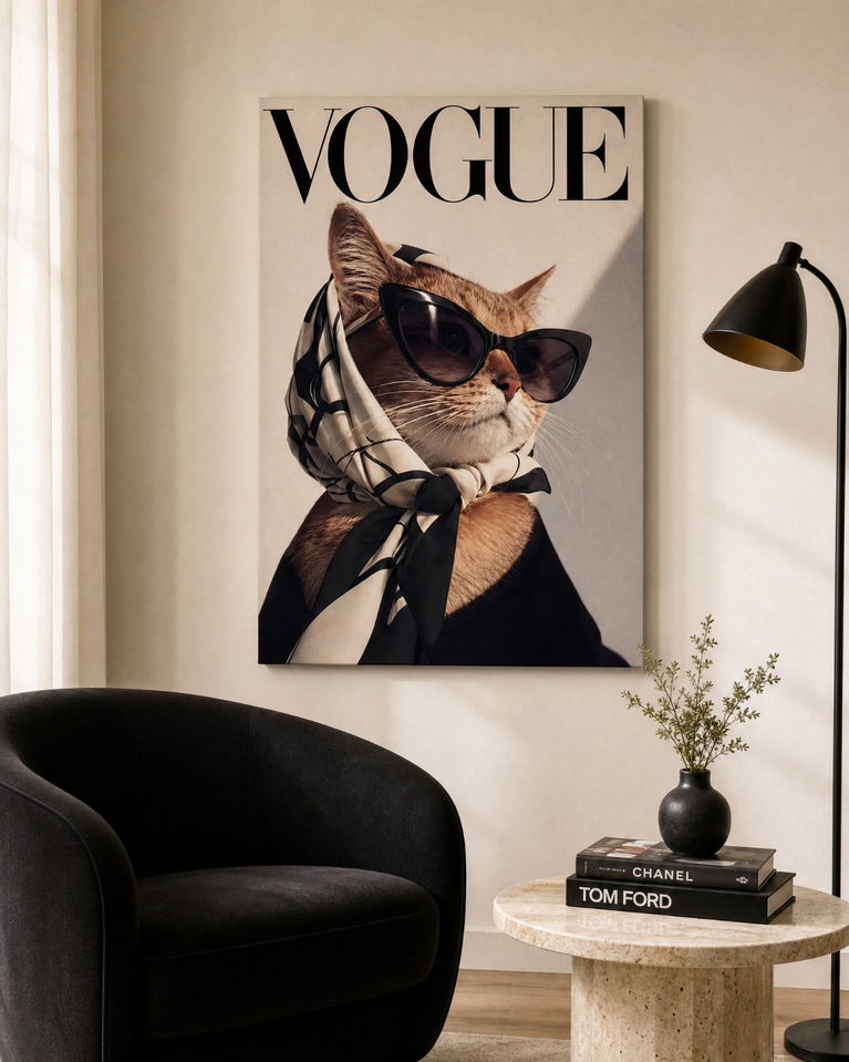 Gatinho Capa de Revista — Quadro Personalizado de Gato