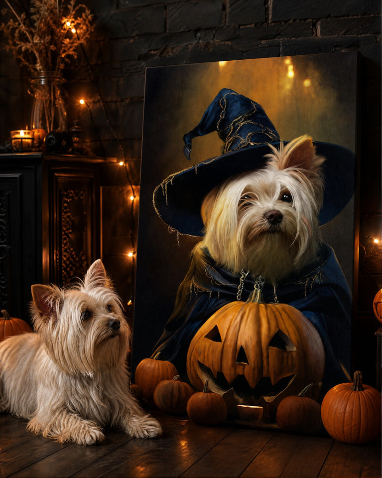 Cachorro Bruxo de Halloween — Quadro Personalizado de Cachorro