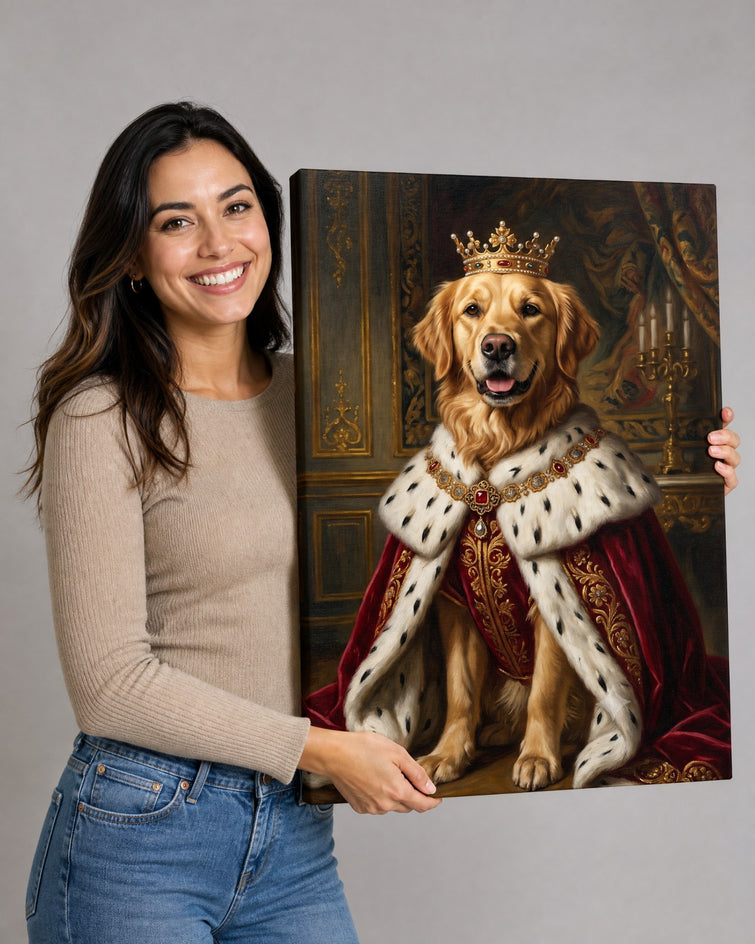 Golden Retriever Rei — Quadro Personalizado de Cachorro