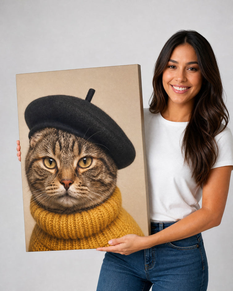 Gato Francês de Boina — Quadro Personalizado de Gato