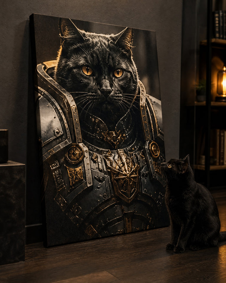 Gato Guerreiro Negro - Quadro Personalizado de Gato
