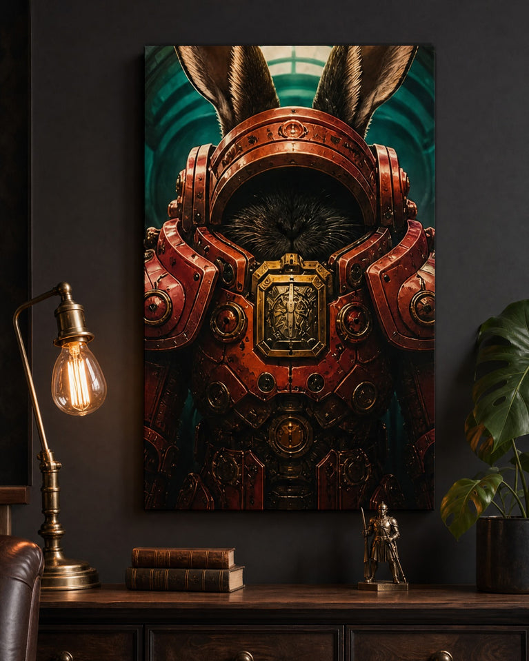 Coelho Guerreiro - Quadro Personalizado de Pet