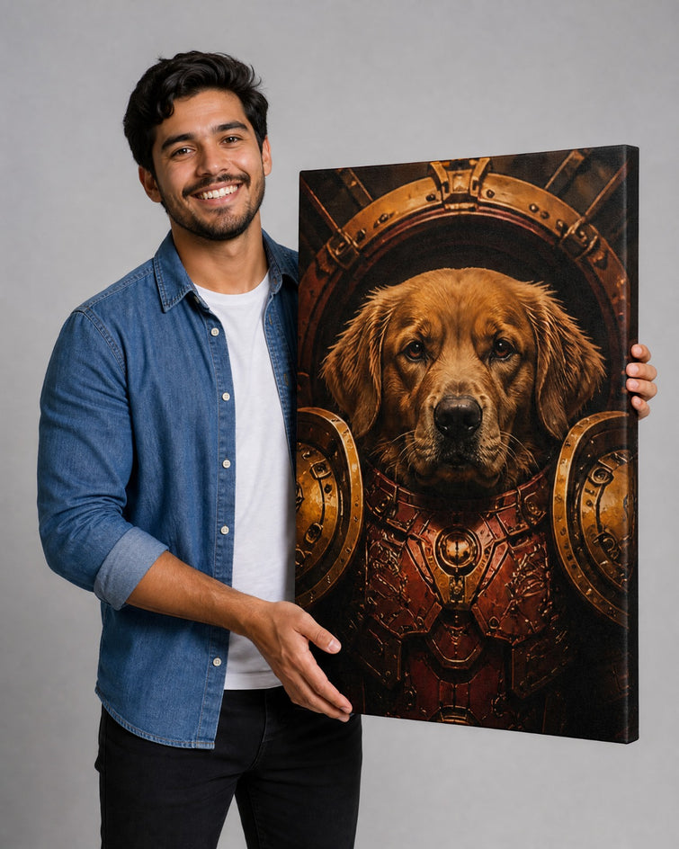 Golden Retriever Guerreiro - Quadro Personalizado de Cachorro