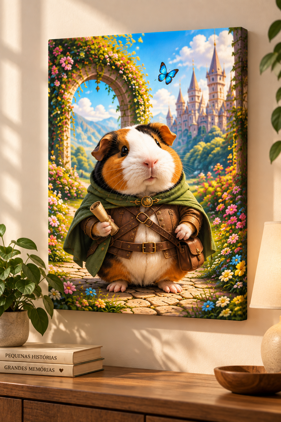 Quadro personalizado do porquinho-da-índia impresso em tela e esticado no chassi de madeira