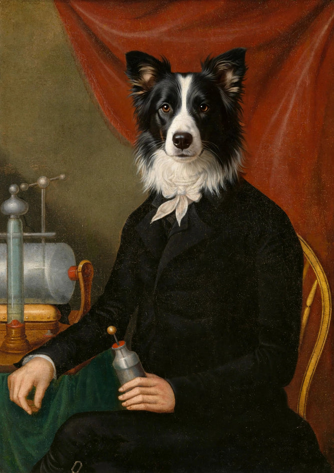 Quadro personalizado de cachorro border collie cavalheiro de casaca preta