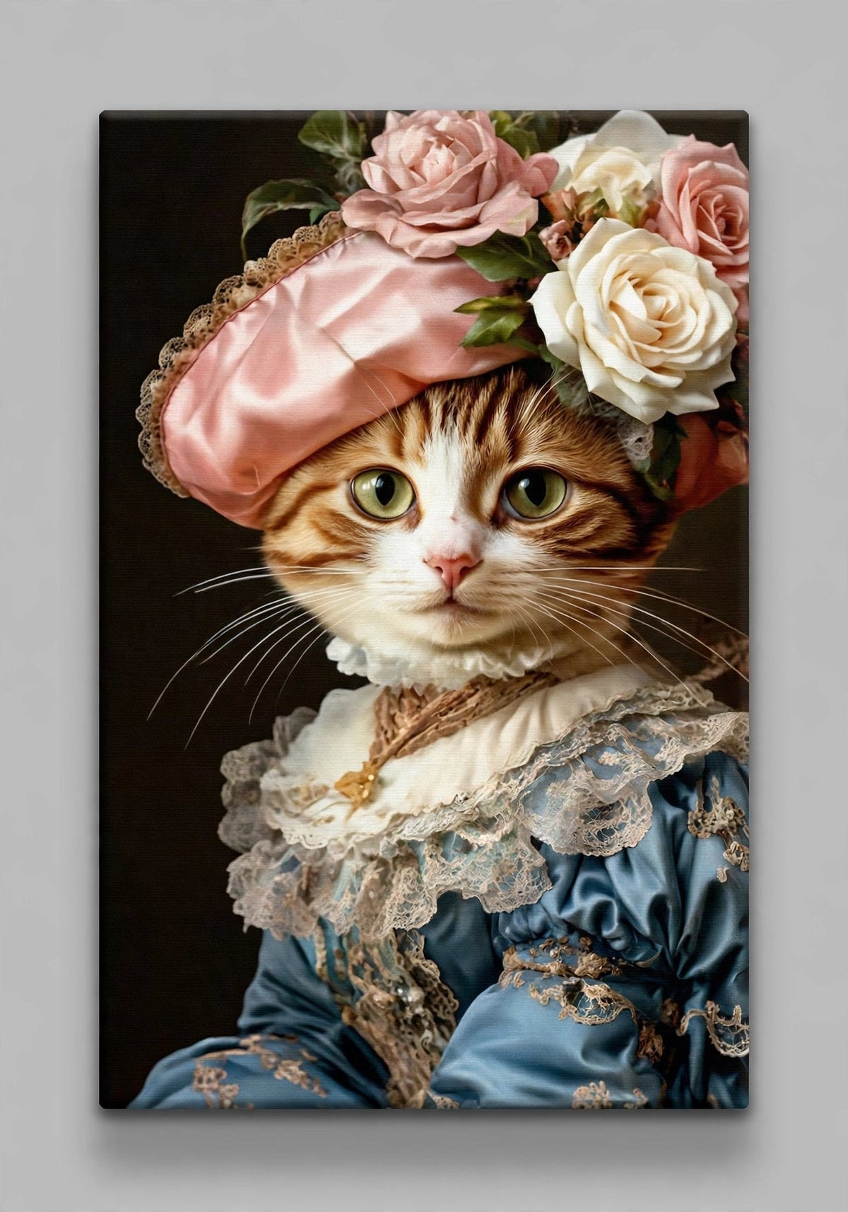 Quadro Personalizado de Pet — Gato com Chapéu Azul