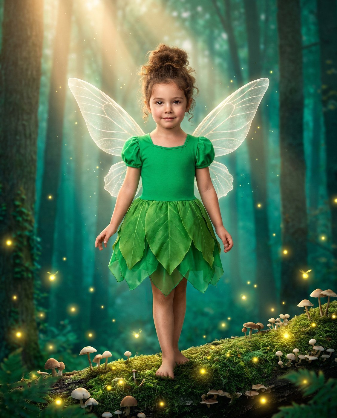 Menina Fada Verde da Floresta — Quadro Personalizado de Criança