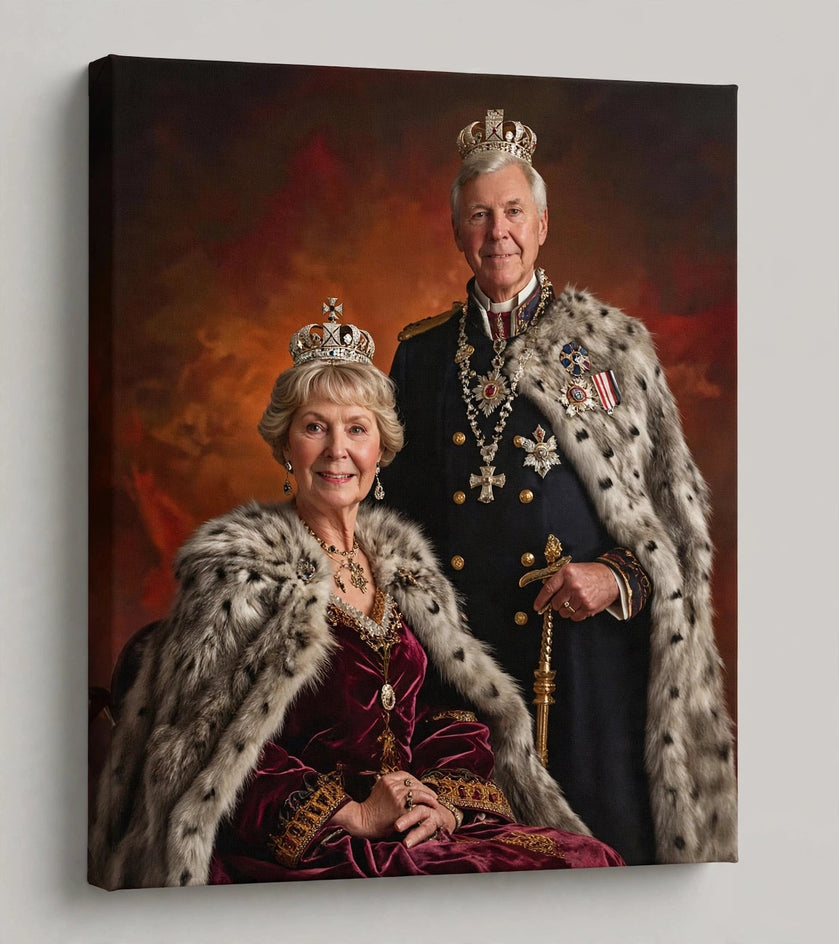 Quadro canvas Quadro Personalizado de Casal — Monarcas em Gala - foto principal