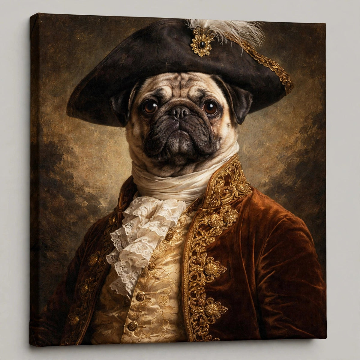 Quadro Personalizado de Pet — Pug Aristocrata
