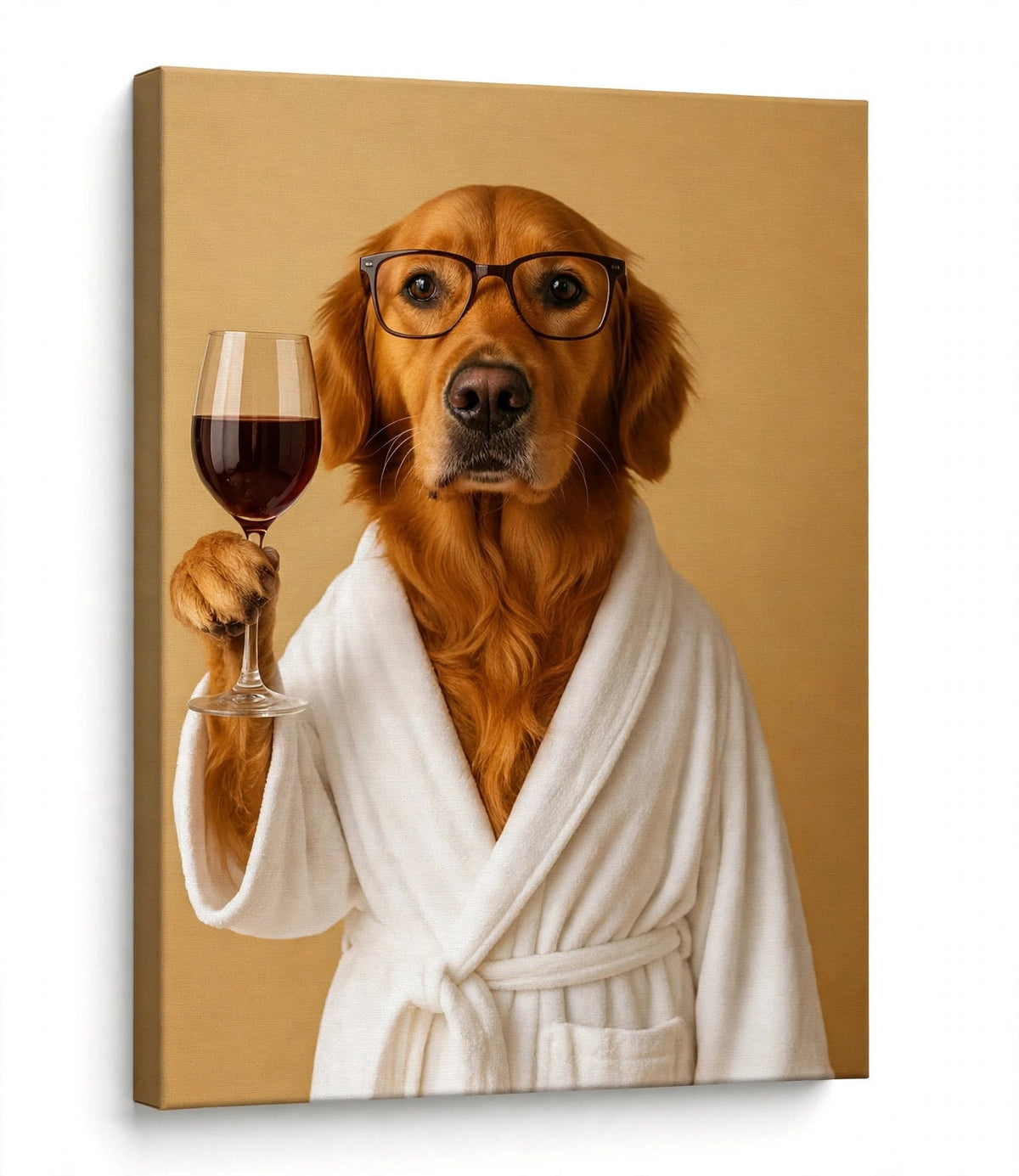 Quadro Personalizado de Pet — Cão Brindando com Vinho