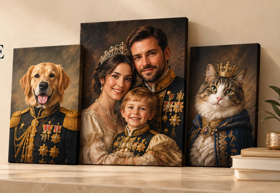 Retratos personalizados em tela de pessoas e animais