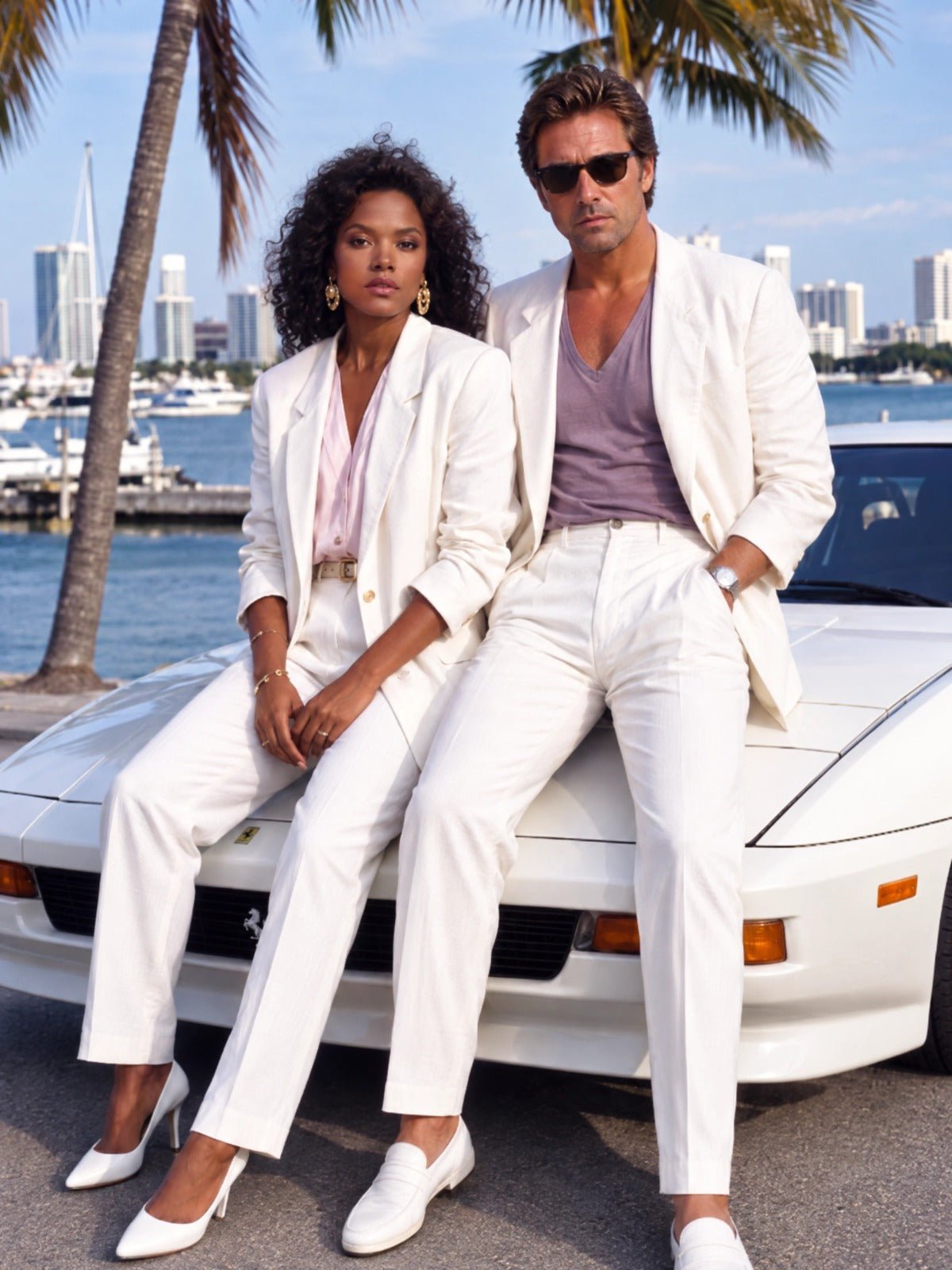 Casal Miami Anos 80 — Quadro Personalizado de Casal