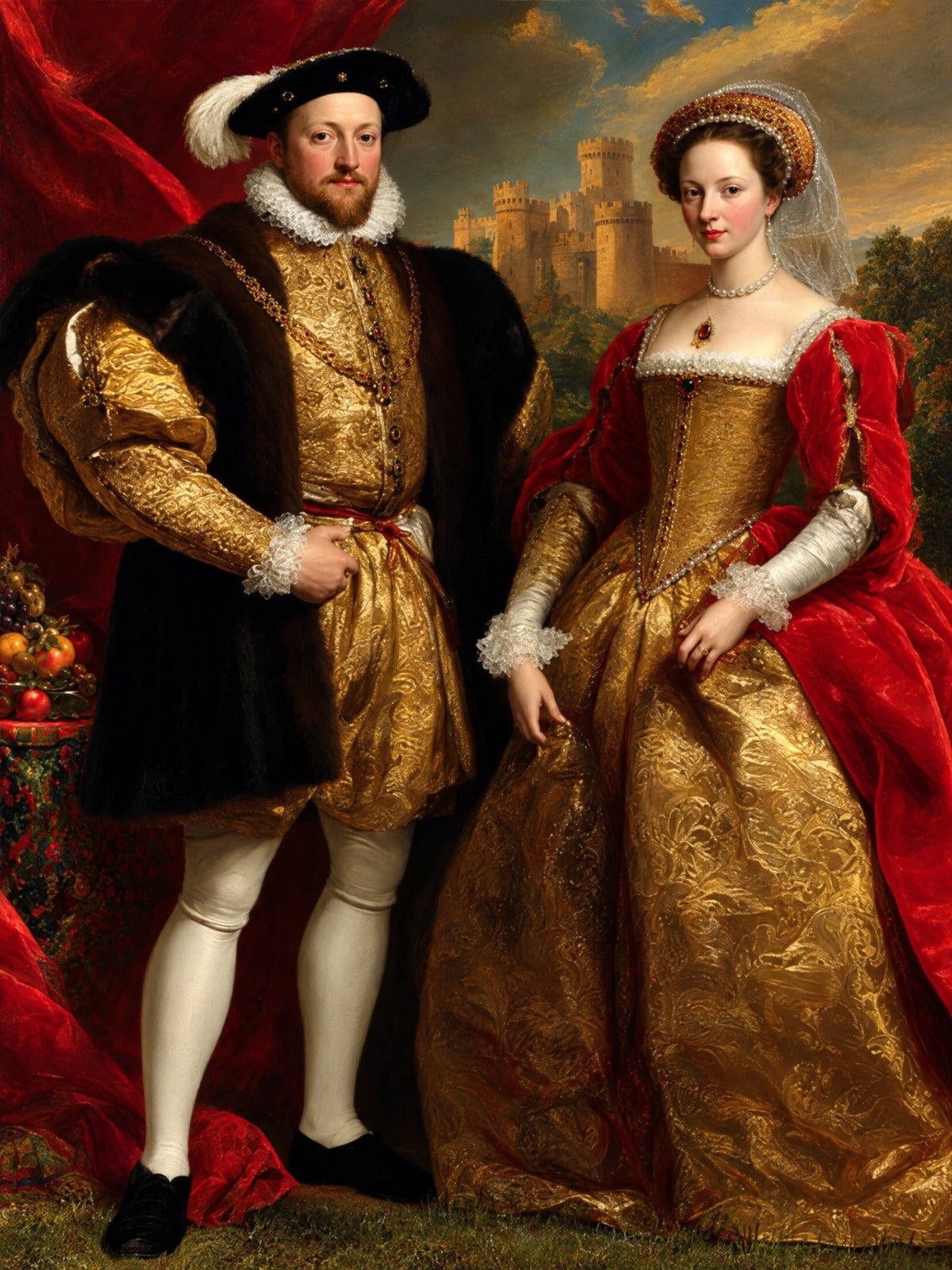 Casal Real Tudor — Quadro Personalizado de Casal