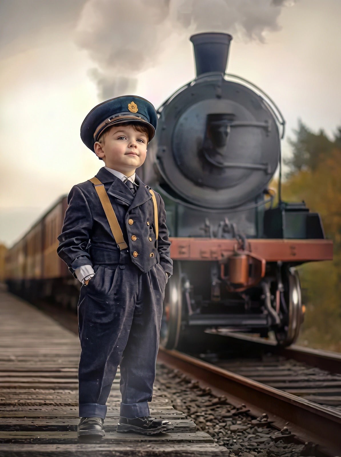Menino Maquinista do Trem — Quadro Personalizado de Criança
