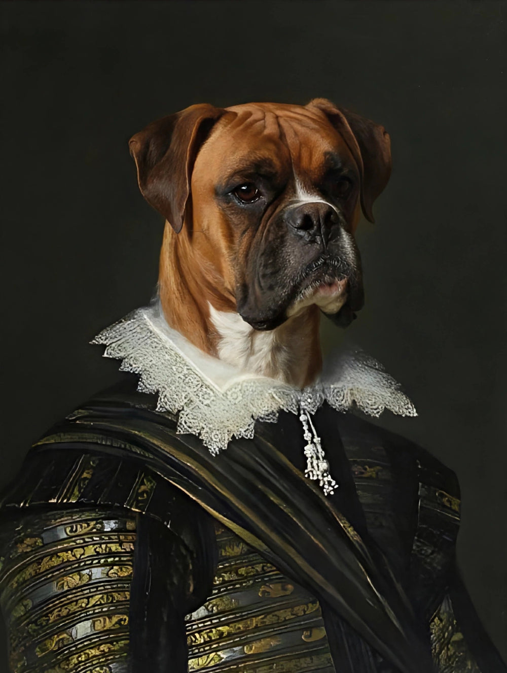 Quadro personalizado de cachorro boxer guerreiro de armadura negra