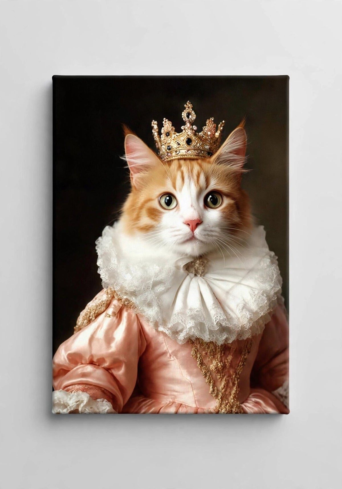 Quadro Personalizado de Pet — Gato Coroado de Rosa