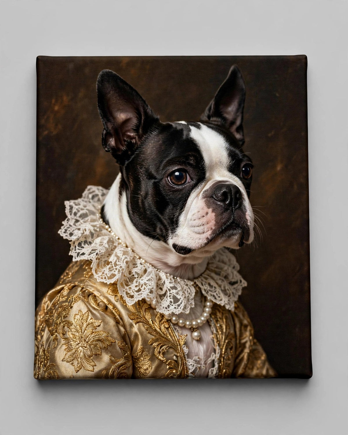 Quadro Personalizado de Pet — Boston com Pérolas
