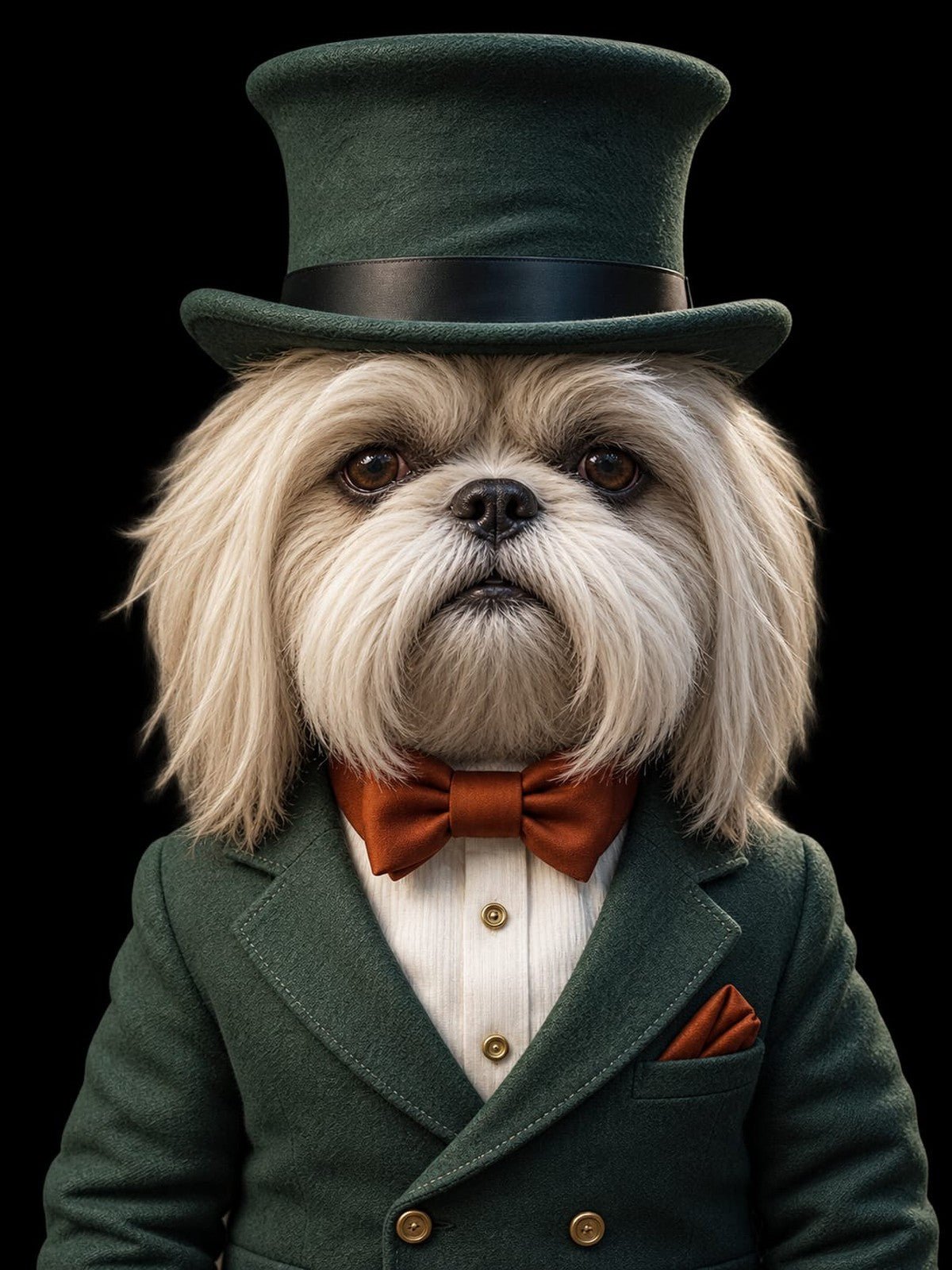 Shih-tzu de Cartola Verde e Terno Verde