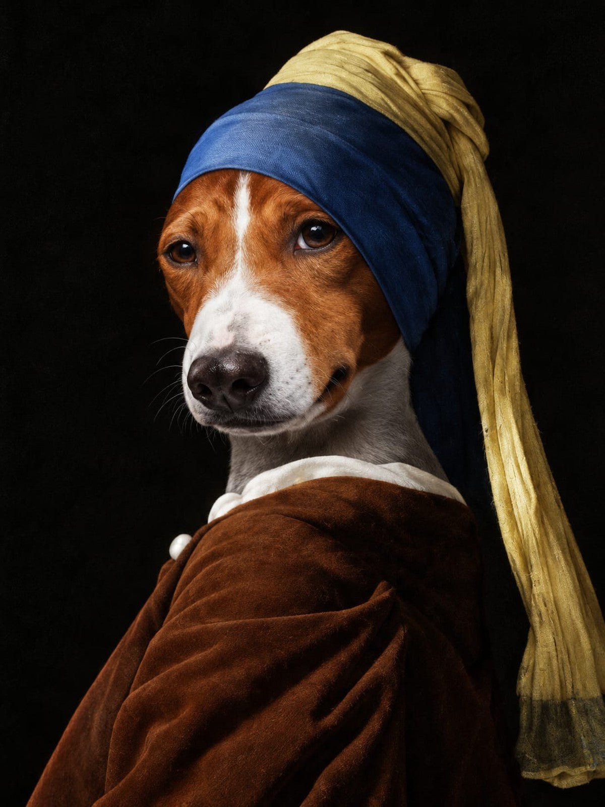 Basenji Moça com Brinco de Pérola