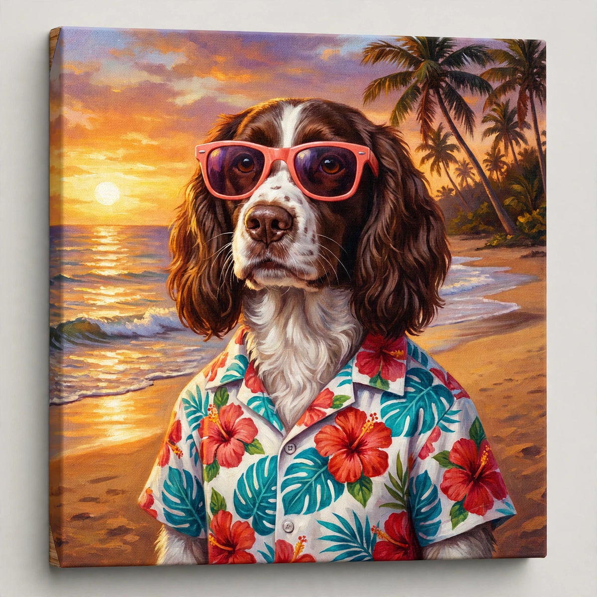 Cachorro na Praia Tropical — Quadro Personalizado de Cachorro