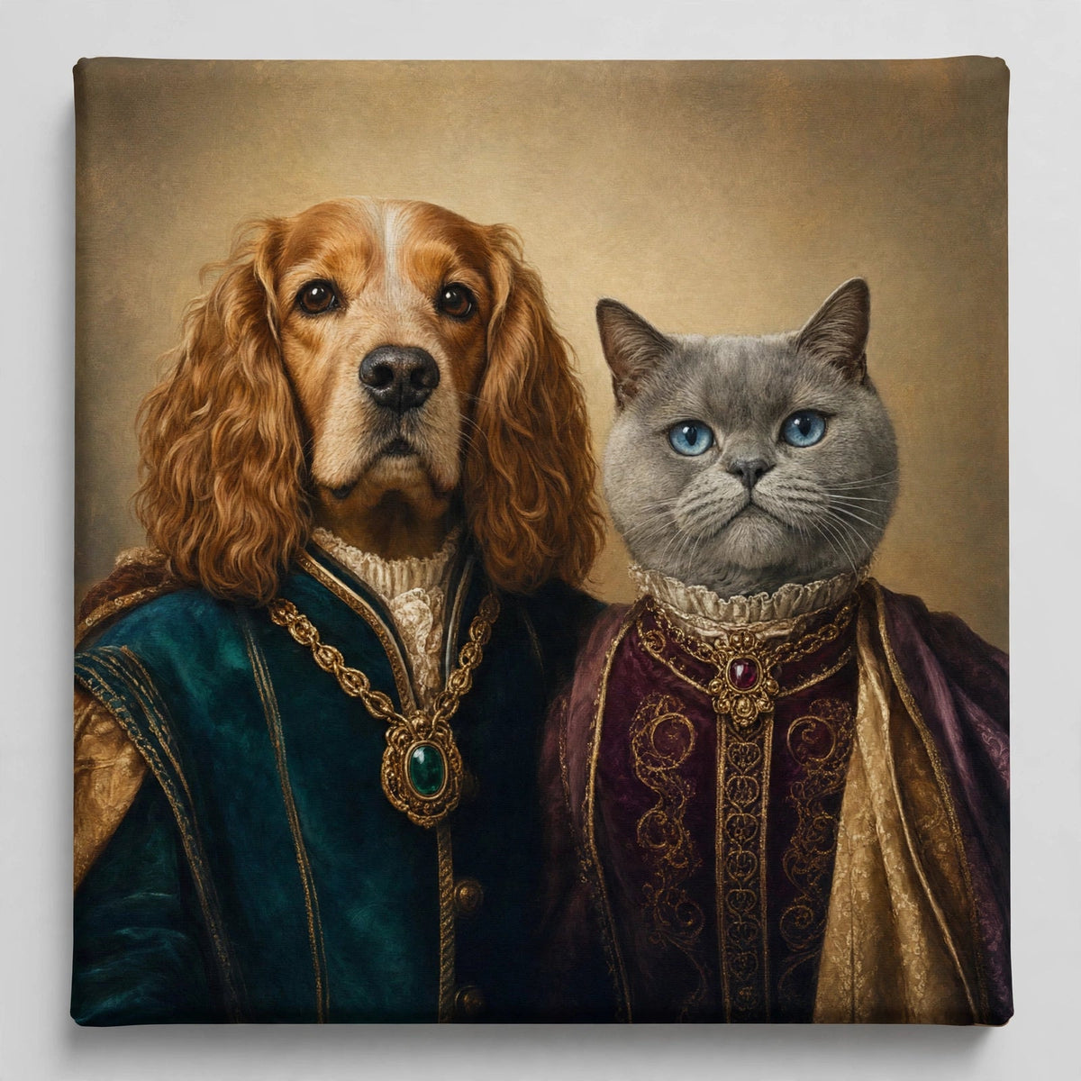 Dupla Nobre de Cachorro e Gato — Quadro Personalizado de Cachorro e Gato