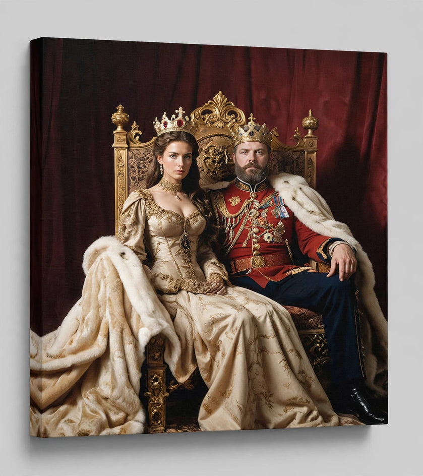 Quadro canvas Quadro Personalizado de Casal — Trono Branco Real - foto principal