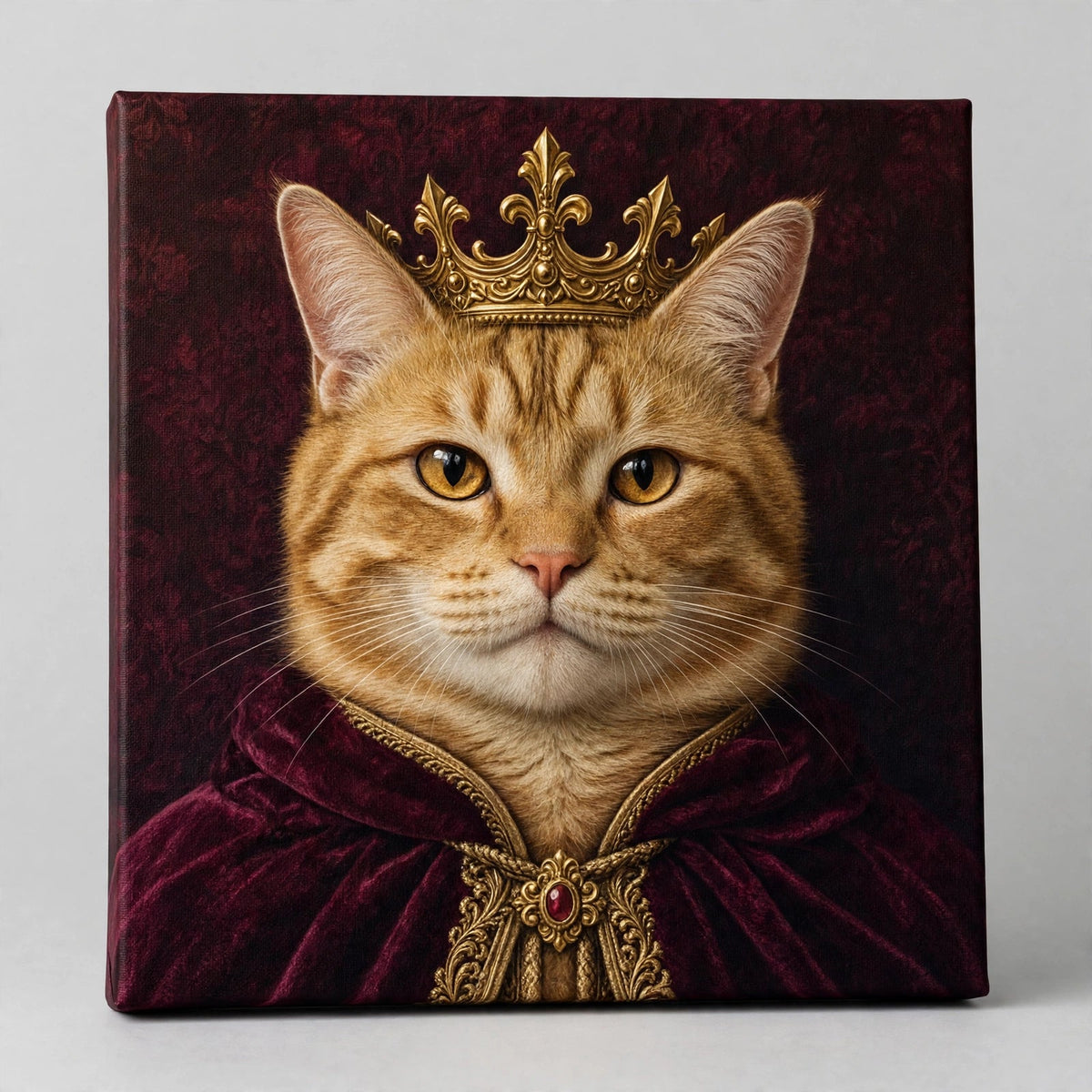 Gato Monarca com Coroa — Quadro Personalizado de Gato